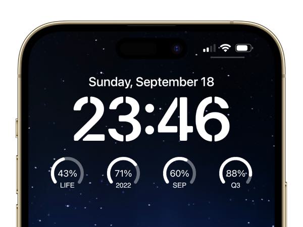 Sample image of iPhone lock screen with gauge widgets 3
