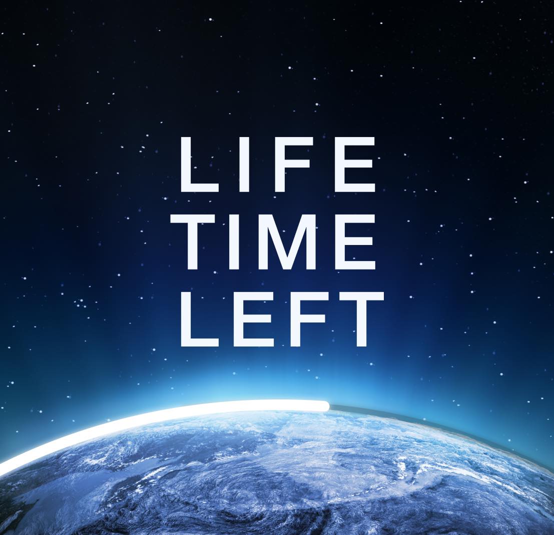 Small earth and gauge with LIFE TIME LEFT logo
